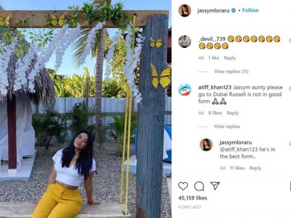 IPL 2020: Andre Russell’s Wife Lora reply to Fan comment 