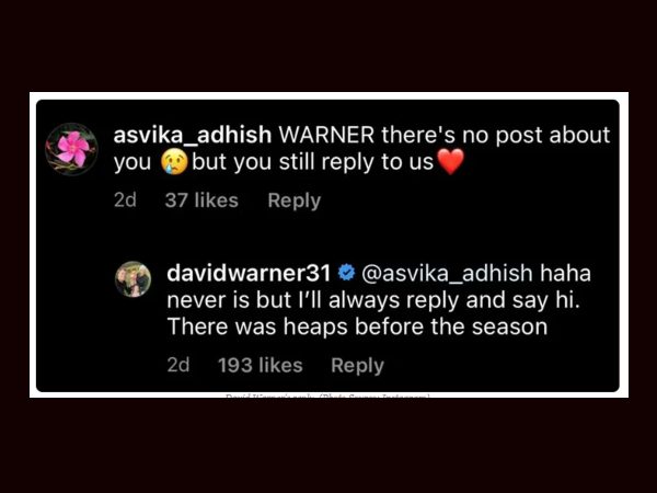 ವಾರ್ನರ್ ಭಾವನಾತ್ಮಕ ಕಾಮೆಂಟ್