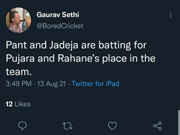 ರಹಾನೆ, ಪೂಜಾರ ಆಟವನ್ನು ಪಂತ್ ಮತ್ತು ಜಡೇಜಾ ಆಡುತ್ತಿದ್ದಾರೆ 