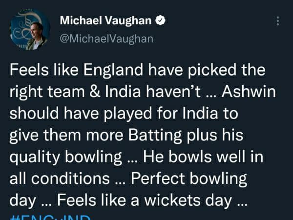 ಇಂಡಿಯಾ ತಪ್ಪಾದ ತಂಡವನ್ನು ಆರಿಸಿದೆ ಎಂದ ಮೈಕಲ್ ವಾನ್