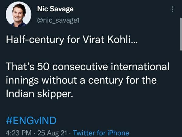 ಅರ್ಧ ಶತಕ ಬಾರಿಸಿದ ವಿರಾಟ್ ಕೊಹ್ಲಿ ಎಂದು ಕಾಲೆಳೆದ ಕ್ರೀಡಾ ಪತ್ರಕರ್ತ! 