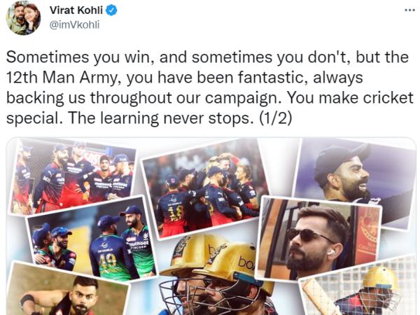 RCB Fans You Are Fantastic, See You In Next Season; Virat Kohlis Emotional Message