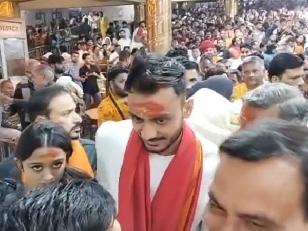 Axar Patel And His Wife Visits Ujjain Mahakaleshwar Temple In Before 3rd Test Match