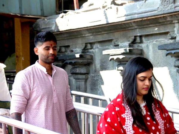 Suryakumar Yadav Visits Tirupati Tirumala Temple With His Wife Devisha Shetty 