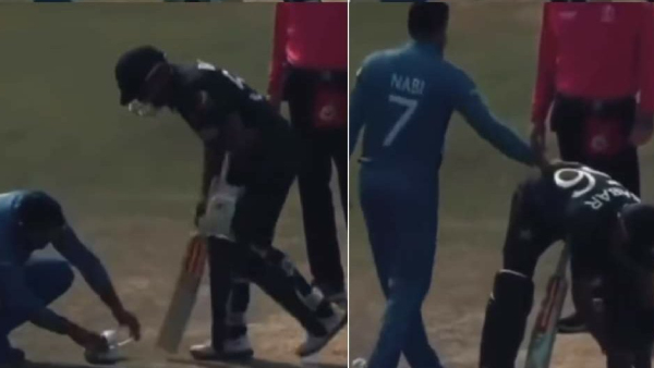 PAK vs AFG: Babar Azam Refuses to Tie Shoe lace From Mohammad Nabi; Video Goes Viral
