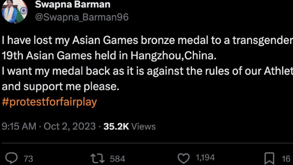 Lost My Medal To A Transgender; Swapna Burman Accuses Nandini Agasara Who Won Bronze In Asian Games