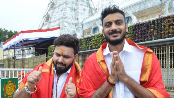Rishabh Pant and Axar Patels Spiritual Visit to Tirupati Lord Balaji Temple in Andhra Pradesh