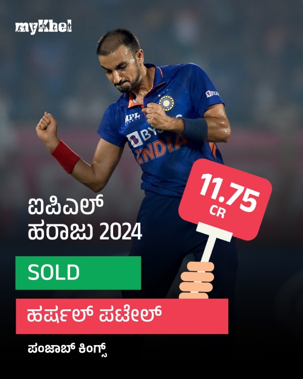 Harshal Patel Sold out to Punjab Kings for Rs 11.75 Crores in IPL Mini Auction 2024