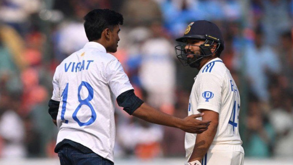 IND vs ENG: Virat Kohli Fan Touches Rohit Sharmas Feet During 1st Test Match Against England