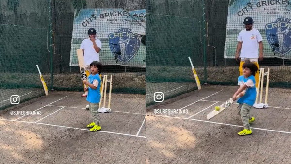 Suresh Rainas Son Rio Started Batting Practice in the Nets; Video Goes Viral