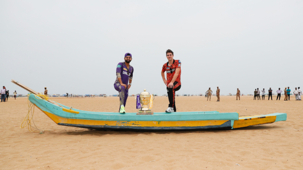 SRH vs KKR Final Shreyas Iyer and Pat Cummins Photoshoot with IPL 2024 Trophy