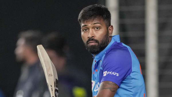 Hardik Pandya photo on West Indies score card