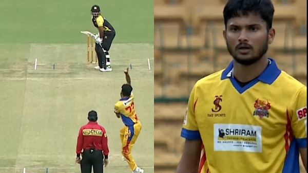 Maharaja Trophy 2024 Abhilash Shetty bowled super swing like Wasim Akram