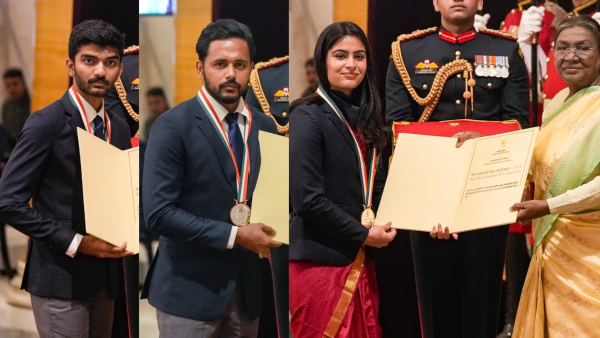 Dhyan Chand Khel Ratna Award to Gukesh D Harmanpreet Singh Manu Bhakar Praveen Kumar