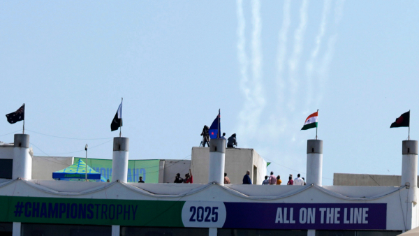 ICC Champions Trophy 2025 Indian national flag flying at Karachi ground in Pakistan