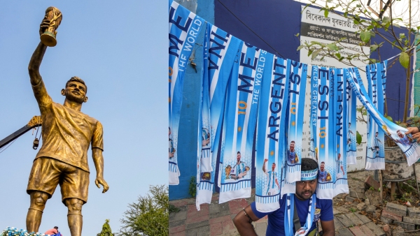 Lionel Messi Unveils 70-Foot Statue in Kolkata Meets Shah Rukh Khan on GOAT India Tour