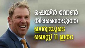   ഷെയ്ന്‍ വോണ്‍ തിരഞ്ഞെടുത്ത ഇന്ത്യയുടെ ബെസ്റ്റ് 11 അറിയാമോ ? ധോണിയും കോലിയുമില്ല