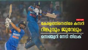  Ranji Trophy: കേരളത്തിന്റെ അന്തകനായി റിങ്കു സിങ്, ജുറേലും കസറി- പക്ഷെ സഞ്ജു ഹാപ്പി