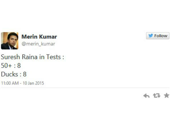 ടെസ്റ്റിലെ റെയ്‌ന