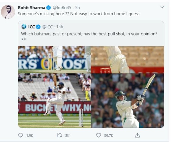 രോഹിത് ശർമയുടെ ട്വീറ്റ് രോഹിത് ശർമയുടെ ട്വീറ്റ്