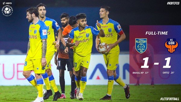 ISL 2020-21: Kerala Blasters - FC Goa Match Ends In A Draw; KP Rahul Scores For KBFC ISL 2020-21: Kerala Blasters - FC Goa Match Ends In A Draw; KP Rahul Scores For KBFC