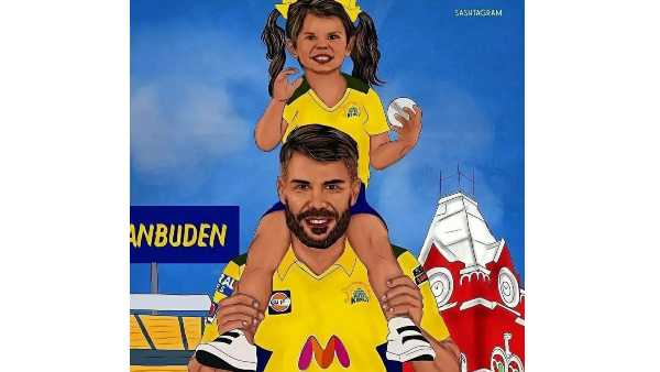  സിഎസ്‌കെ ജഴ്‌സിയില്‍ വാര്‍ണറും മകളും