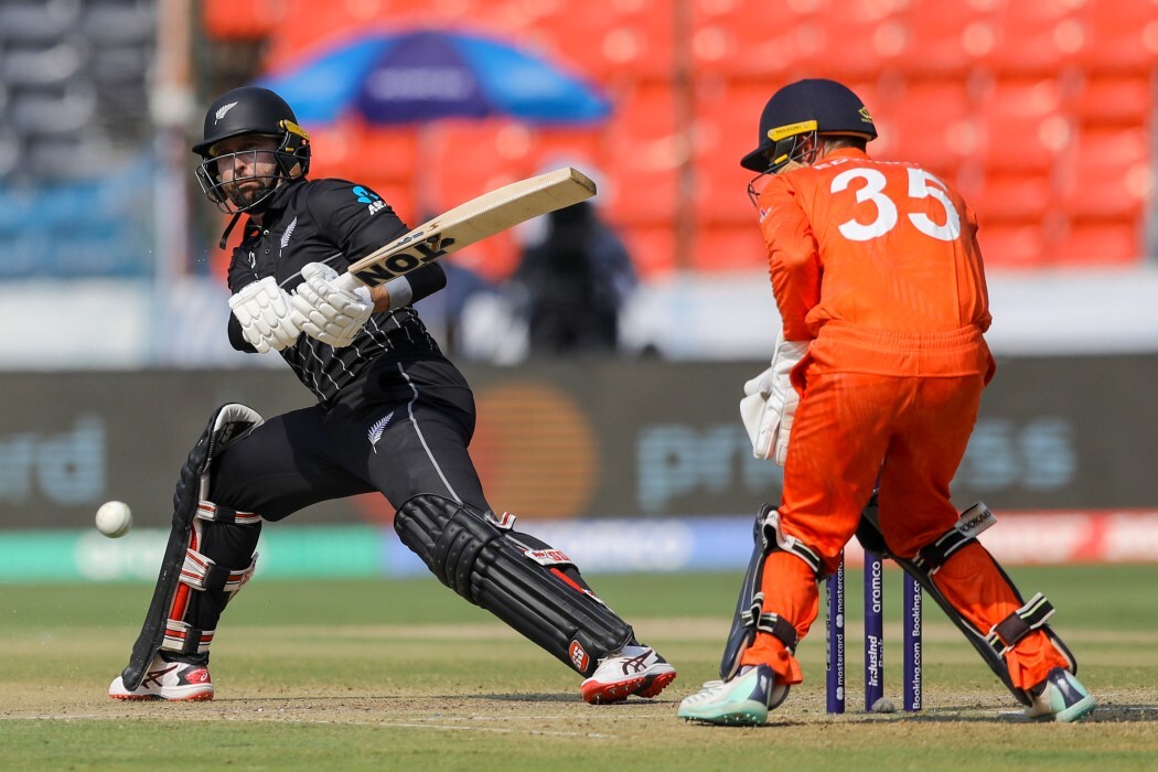 New Zealand VS Netherlands, Match 6 ICC Cricket World Cup 2023 In Action Photos