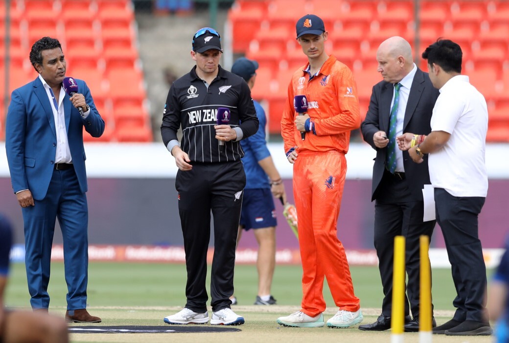 New Zealand VS Netherlands, Match 6 ICC Cricket World Cup 2023 In Action Photos