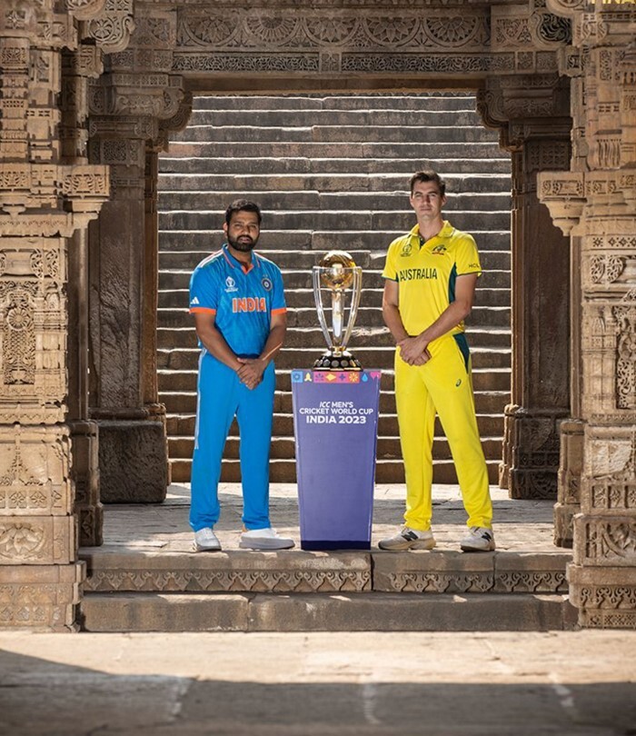 Rohit Sharma & Pat Cummins Pose With World Cup Trophy Ahead Of CWC ...