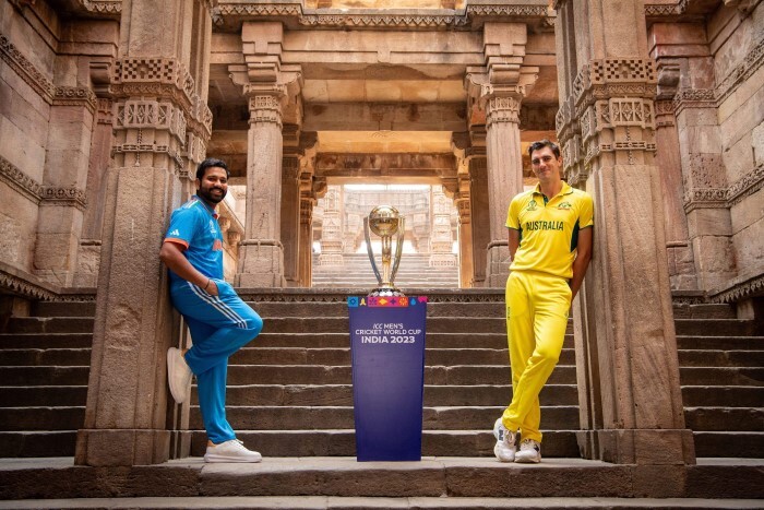 Rohit Sharma & Pat Cummins Pose With World Cup Trophy Ahead Of CWC ...
