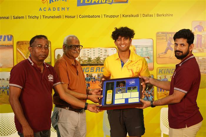 Super Kings Academy names Special Awards After VB Chandrashekhar, DJ Gokulakrishnan, Rachin Ravindra Felicitates Winners
