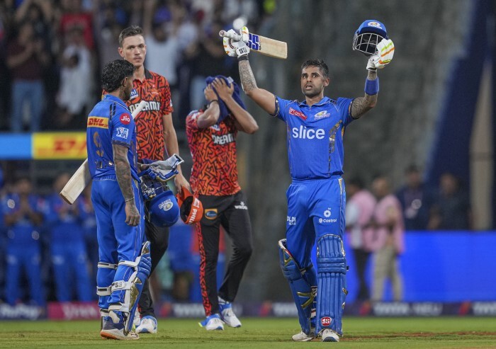 Suryakumar Yadav Celebrates Century Against Sunrisers Hydrabad In IPL 2024