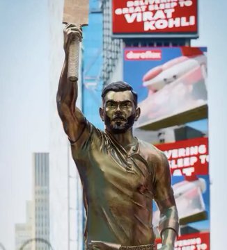 India Cheers As Virat Kohli's Golden Statue Unveiled At Times Square- See PICS