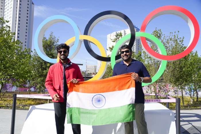 Paris: Actors Chiranjeevi and Ram Charan after India's PV Sindhu’s badminton match