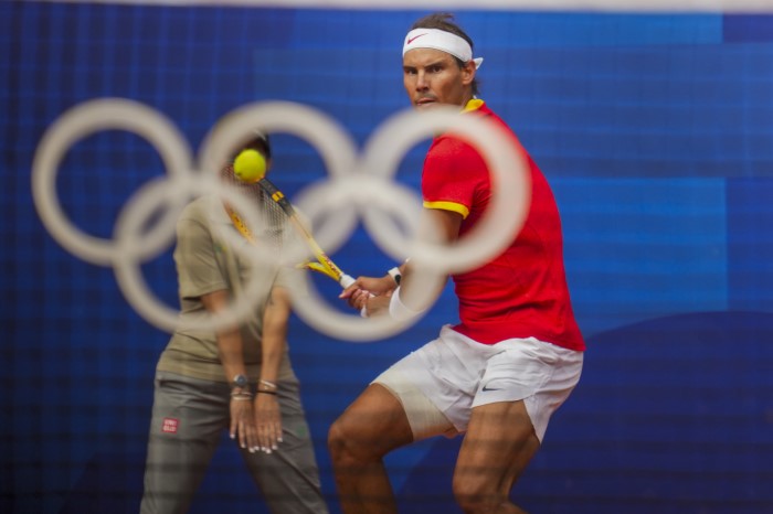 Paris: Rafael Nadal of Spain celebrates after winning the first-round singles match against Marton Fucsovics of Hungary