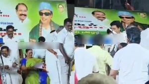 ADMK Stage Collapses in Trichy: Ex-Minister Saroja Escapes Unhurt, Video is now trending in internet 