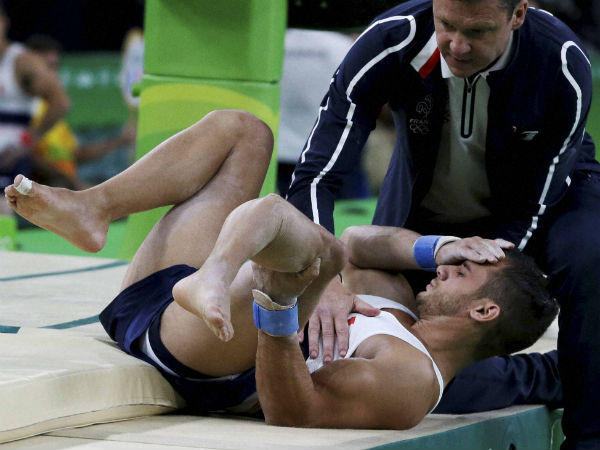 Scary injury: French gymnast Samir Ait Said snaps his leg on vault