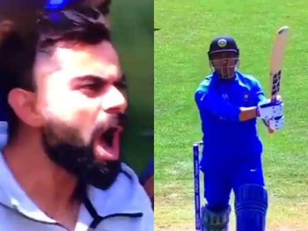World cup 2019 : Virat Kohli reacts to Dhoni’s century that comes with a six World cup 2019 : Virat Kohli reacts to Dhoni’s century that comes with a six
