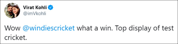 Virat Kohli Reacts To West Indies Brilliant Four-Wicket Win Over England 