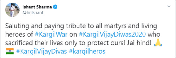 இஷாந்த் சர்மா மரியாதை 