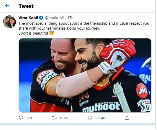 Kohli celebrates his friendship with Villiers, shares heartwarming post 