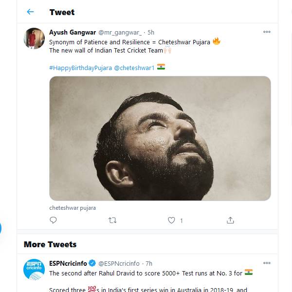 புஜாரா எடுத்துக்காட்டு 