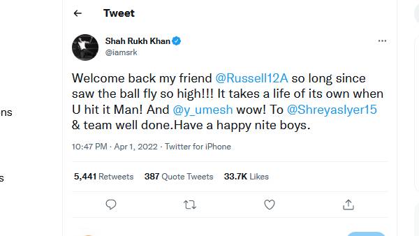 ஷாரூக்கான் வாழ்த்து