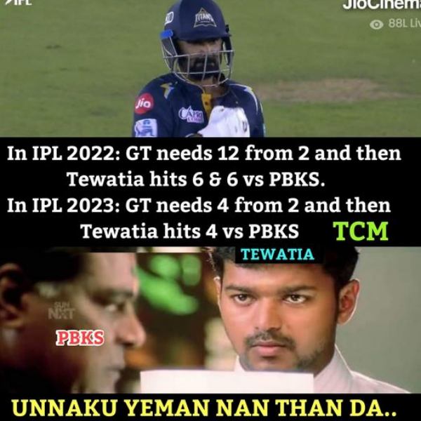 Fans created stunning memes after Gujarat Beat Punjab by 6 wickets in IPL 2023 