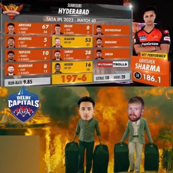 IPL 2023: Stunning Memes of Hyderabad beat Delhi Capitals by 9 runs
