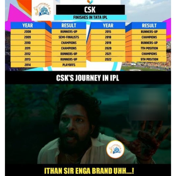Supporting stunning CSK Memes trending on social media after their match against Gujarat in IPL 2023 