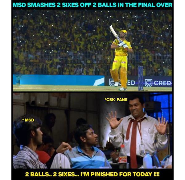 Stunning Memes of CSK Captain MS Dhoni Sixes in Chepauk against LSG in IPL 2023