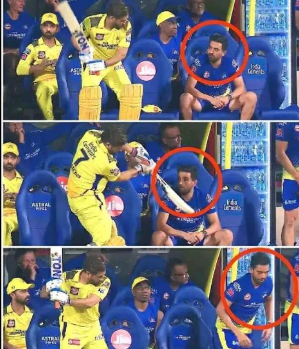 Watch the video - MS Dhoni Batting practice in dug out made Deepak chahar frightened