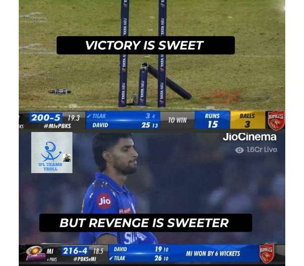 IPL 2023: Stunning Memes from social media after Mumbai beat Punjab by 4 wickets at Mohali 