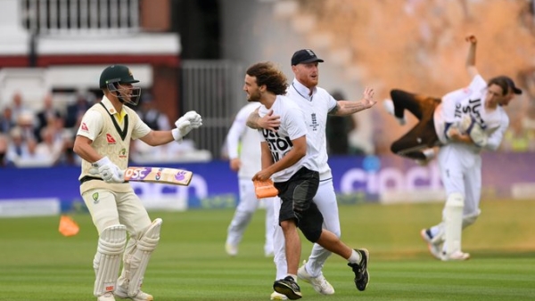 London Oil Protestors invaded the Lords Pitch during the Second of Ashes Test Match between England - Australia 